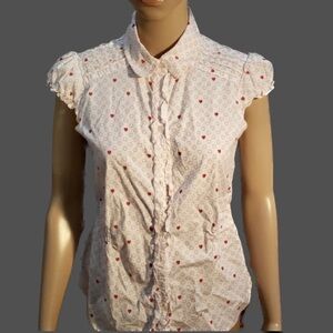 Personal Identity heart print tuxedo shirt small